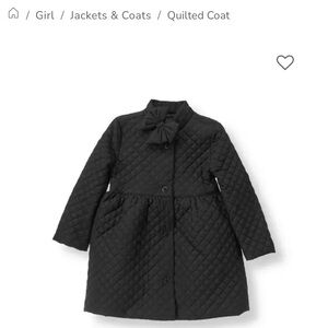 Janie and Jack Toddler Girl Black Quilted Jacket w Bow & Pockets